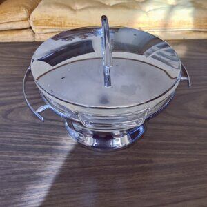 Chrome Chafing Dish with Asian Bling. MCM by Anchor Hocking.  2 quart capacity,